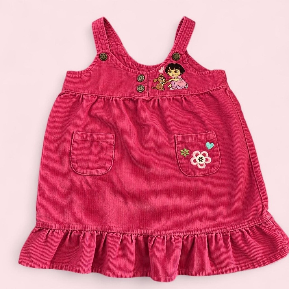 Vintage Nickelodeon Dora the Explorer corduroy pinafore dress